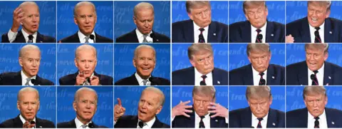 Getty Images A composite image showing Joe Biden and Donald Trump during the first presidential debate - 29 September 2020