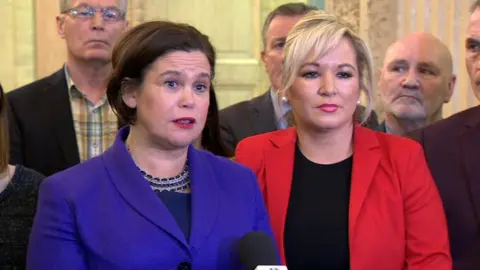 Sinn Féin President Mary Lou McDonald (left) says the talks have reached "a decisive phase"