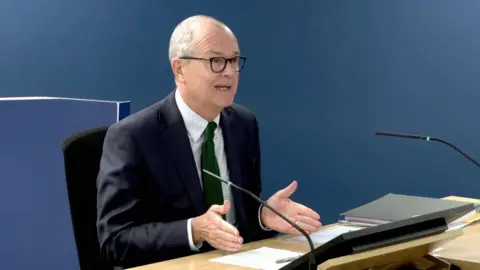 PA Media Patrick Vallance giving evidence at Dorland House in London, during the Covid inquiry.