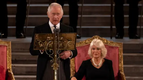 Reuters King Charles said he "cannot help but feel the weight of history which surrounds us" at Westminster Hall