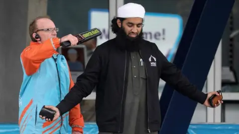 AFP / Getty Security was strict before the joint prayer meeting in Christchurch