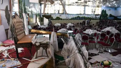 AFP The wedding hall after the blast