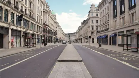 Getty Images London's usually bustling Regent Street in June.