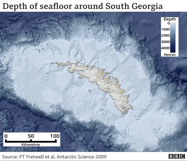 Map of continental shelf