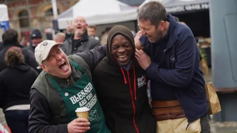 Durham County Council Three traders at the food festival laughing