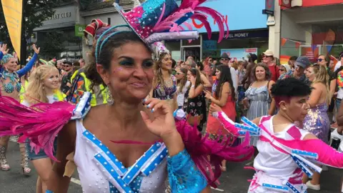 Street performers in the parade