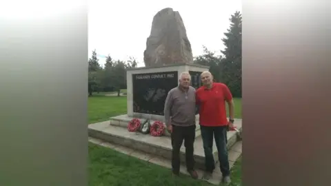 Brian Short Irfon and Giorgio at the Cardiff Falklands Memorial