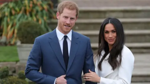 Getty Images Prince Harry with his fiancée, Meghan Markle