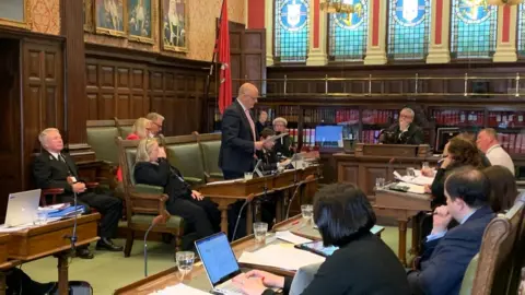 BBC Rob Callister speaking in the House of Keys