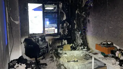 Essex Fire and Rescue A burnt-out bedroom