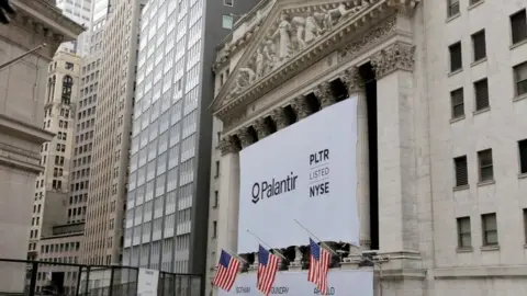 Reuters Palantir banner at the NYSE on 30 September 2020