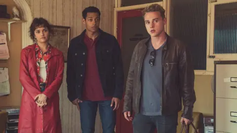 Aidan Monaghan Olivia Cooke, Daryl McCormack and Ben Hardy in Pixie