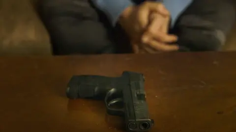 close up of gun