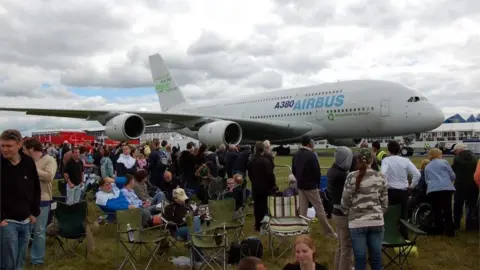 BBC Airbus A380 - the world's largest jet airliner in the world at Farnborough in 2008
