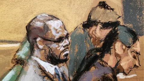 Reuters A courtroom artist's depiction of R Kelly in court in New York