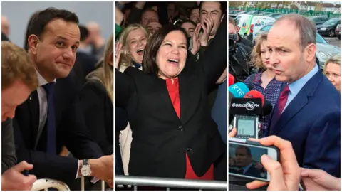 PA/AFP/Getty Leo Varadkar, Mary Lou McDonald, Michael Martin