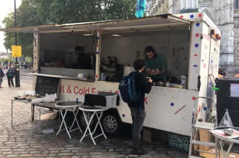 A food van in Parliament Square