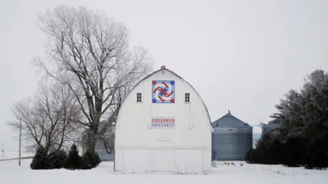 Reuters The sign on the side of a barn reads "Freedom. Vote For It" in Cola, Iowa, U.S., January 28, 2020.