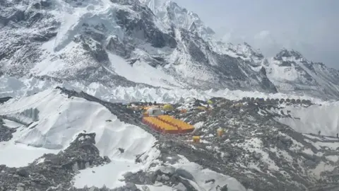 Lukas Furtenback Everest base camp aerial view