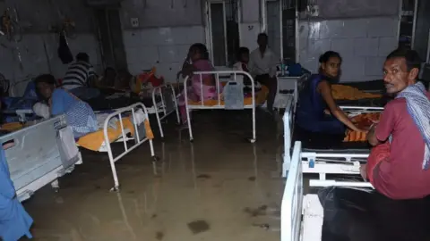 BBC Hindi A flooded hospital in Bihar