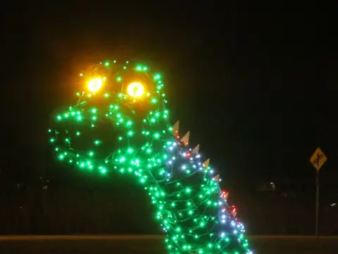 Lynka Belanger Dinosaur's head in lights