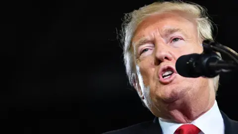 AFP President Donald Trump speaks during a rally in Erie, Pennsylvania