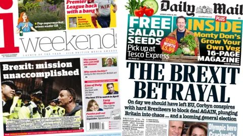 Composite image featuring the i and Daily Mail front pages