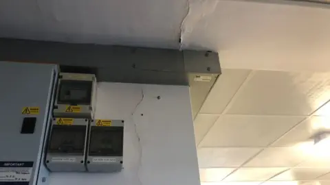 BBC Building with cracks on indoor walls