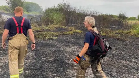 Essex Fire & Rescue Service Fire at Canvey Island scrubland