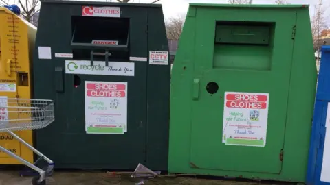 Bin with stickers