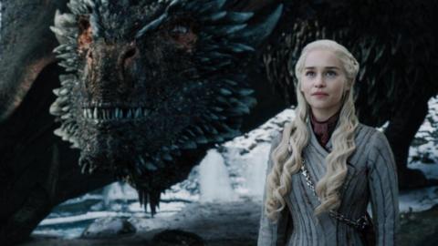 Emilia Clarke as main character Daenerys Targaryen with dragon