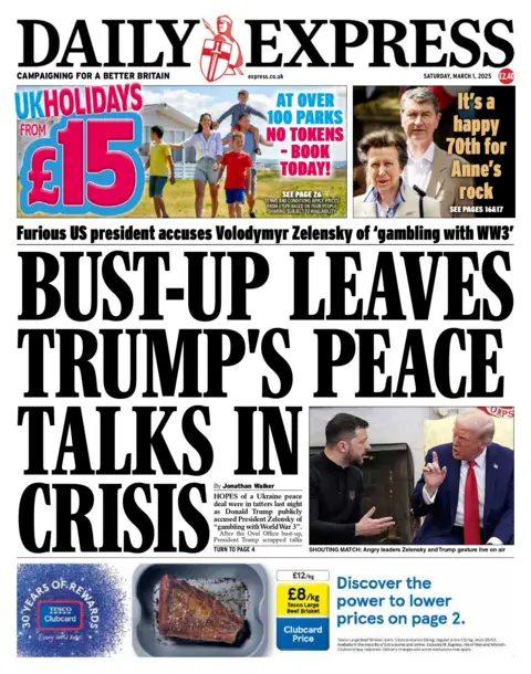  "Bust-up leaves Trump's peace talks in crisis"