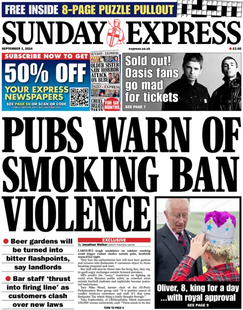 Front page of the Sunday Express