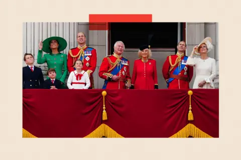 PA (left to right) Prince George, the Princess of Wales, Prince Louis, the Prince of Wales, Princess Charlotte, King Charles III, Queen Camilla, the Duke of Edinburgh and the Duchess of Edinburgh on the balcony of Buckingham Palace