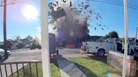 Image shows house exploding in California.