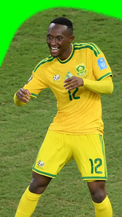 Thapelo Maseko dancing after his goal
