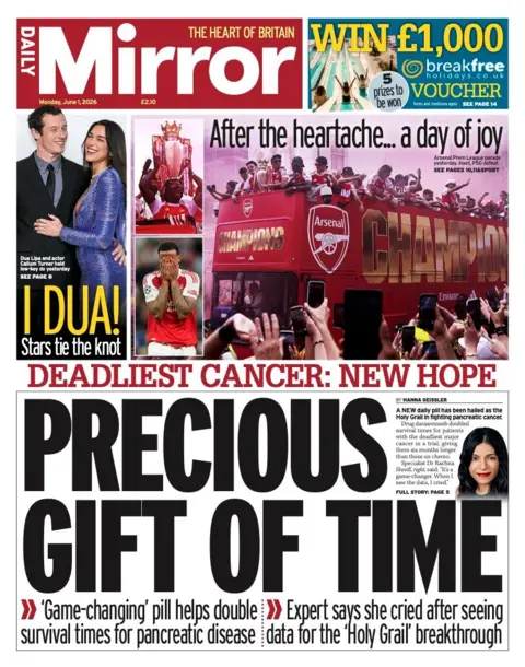 The Mirror headline reads 'Precious gift of time'