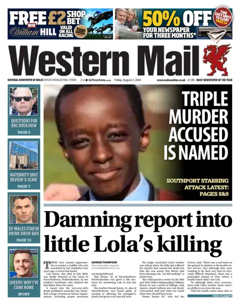 Western Mail Front page of the Western Mail 
