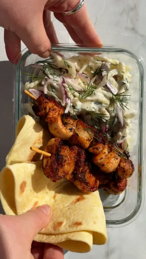 Food in a glass dish