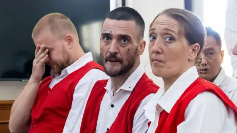 Phineas Float, Jon Collyer and Lisa Stocker (left to right) are accused of drug offences in Bali