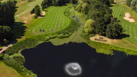 The Belfry Aerial view of the Brabazon course with a lake.