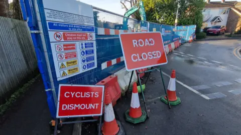 Wokingham Borough Council A general view picture of signs blocking people's access in Evendons Lane in Wokingham.