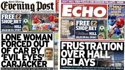 Front pages of South Wales Echo and South Wales Evening Post