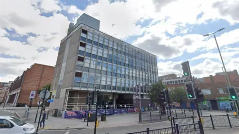 A general view of the six-storey block of flats in Leicester 