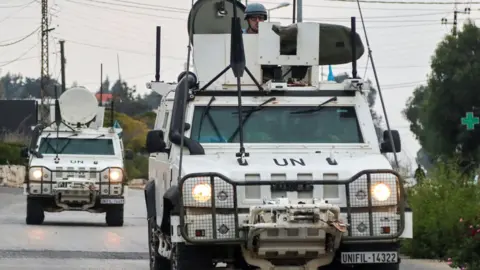 getty images vehicles of the united nations interim force in lebanon (uniful) patrol in marjeyoun in southern lebanon on 11 october 