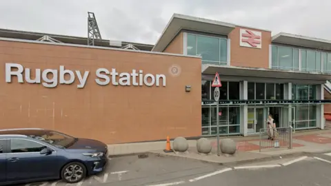 Google The exterior of Rugby Railway Station