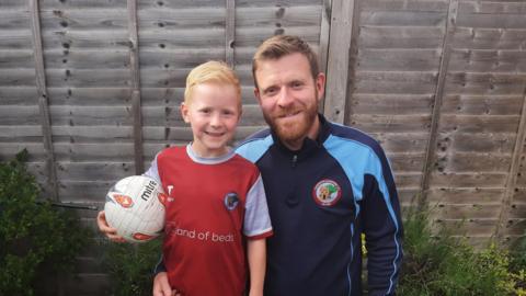 Ben and his son Oscar who are campaigning over defibrillators 