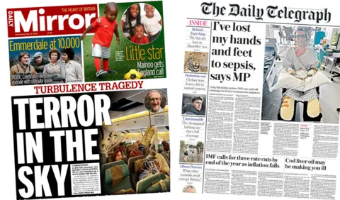 Front pages of Mirror and Daily Telegraph