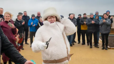 Cumberland Council/Tom Kay Photographic Councillor Carni McCarron-Holmes cutting the ribbon