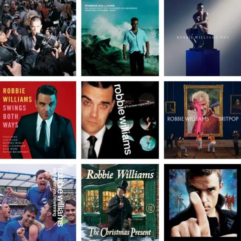 Montage of Robbie Williams albums